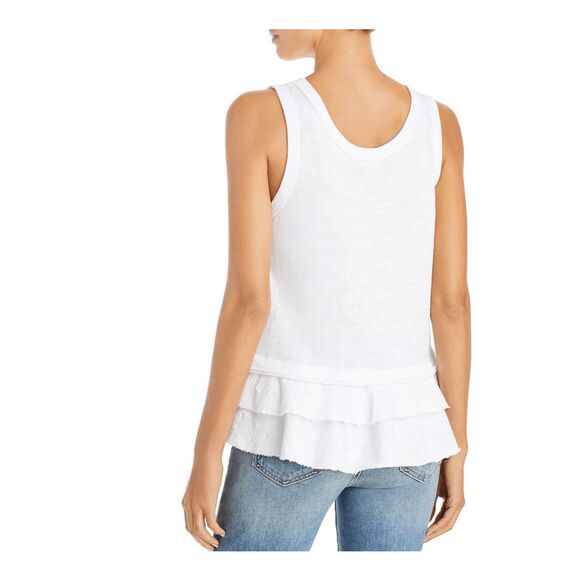 NEW! Wilt Double Tier Mock Hem White Tank Slub Cotton Ruffle Hem Size Small - Picture 2 of 10